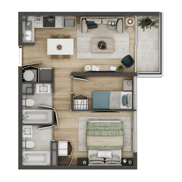 condominio huasco departamento tipo HE1