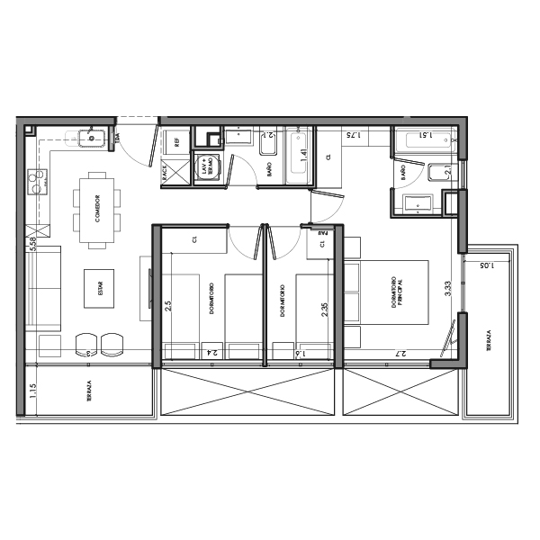 condominio huasco departamento tipo HA1