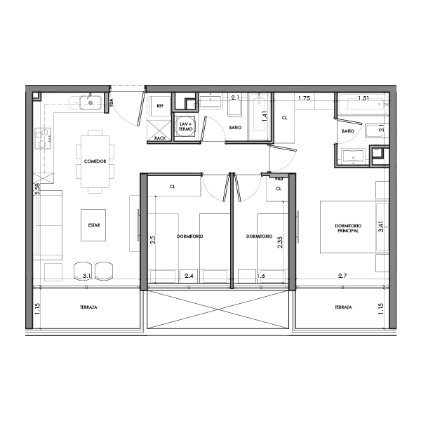 condominio huasco departamento tipo HA2