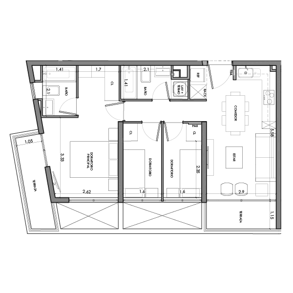 condominio huasco departamento tipo HB2