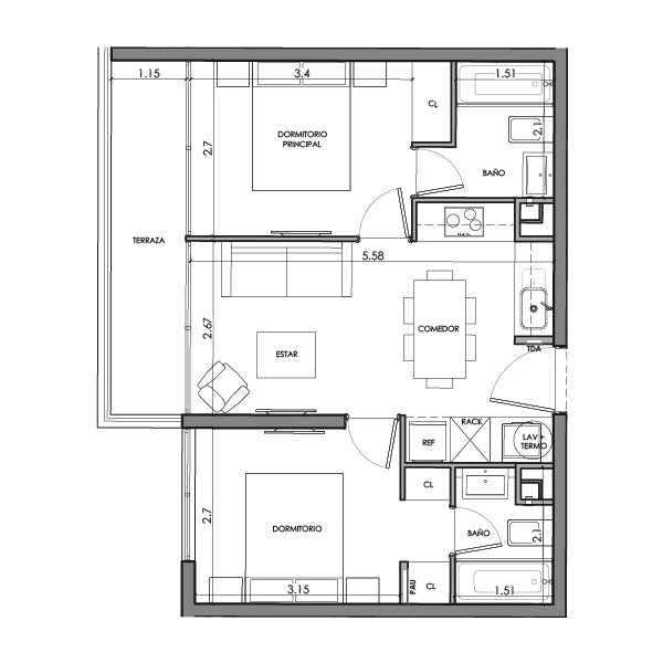condominio huasco departamento tipo HD2