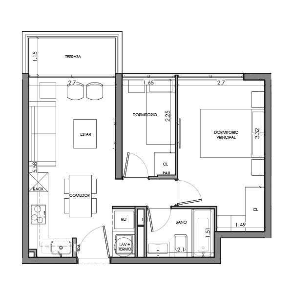 condominio huasco departamento tipo HF1