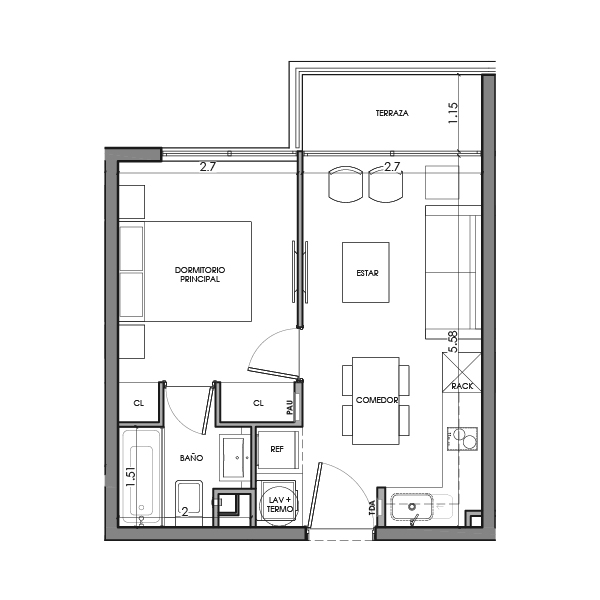 condominio huasco departamento tipo HF1